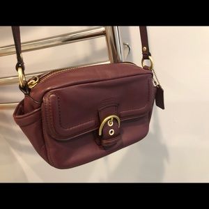 Crossbody Coach Bag - Burgundy & Gold